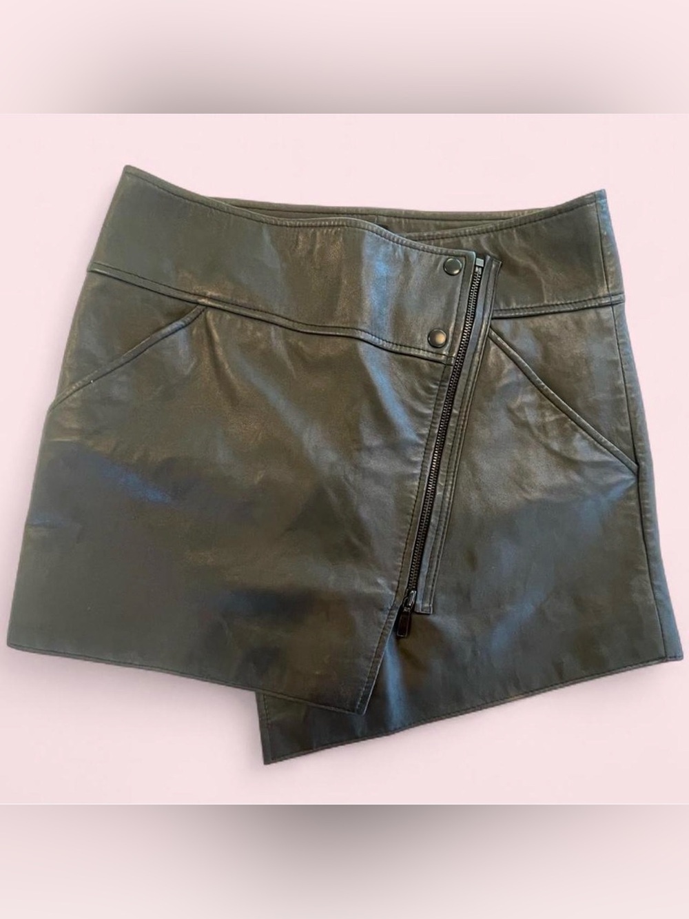 Rachel Zoe Lamb Leather moto skirt/ 8 - true to size